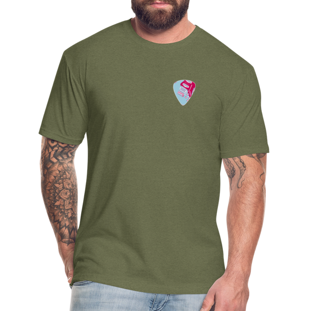 Fitted Cotton/Poly T-Shirt by Next Level guitar pick music shirt - heather military green