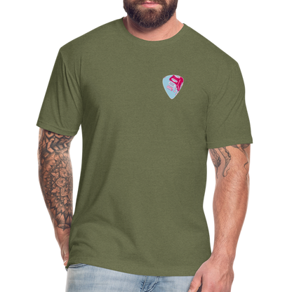 Fitted Cotton/Poly T-Shirt by Next Level guitar pick music shirt - heather military green