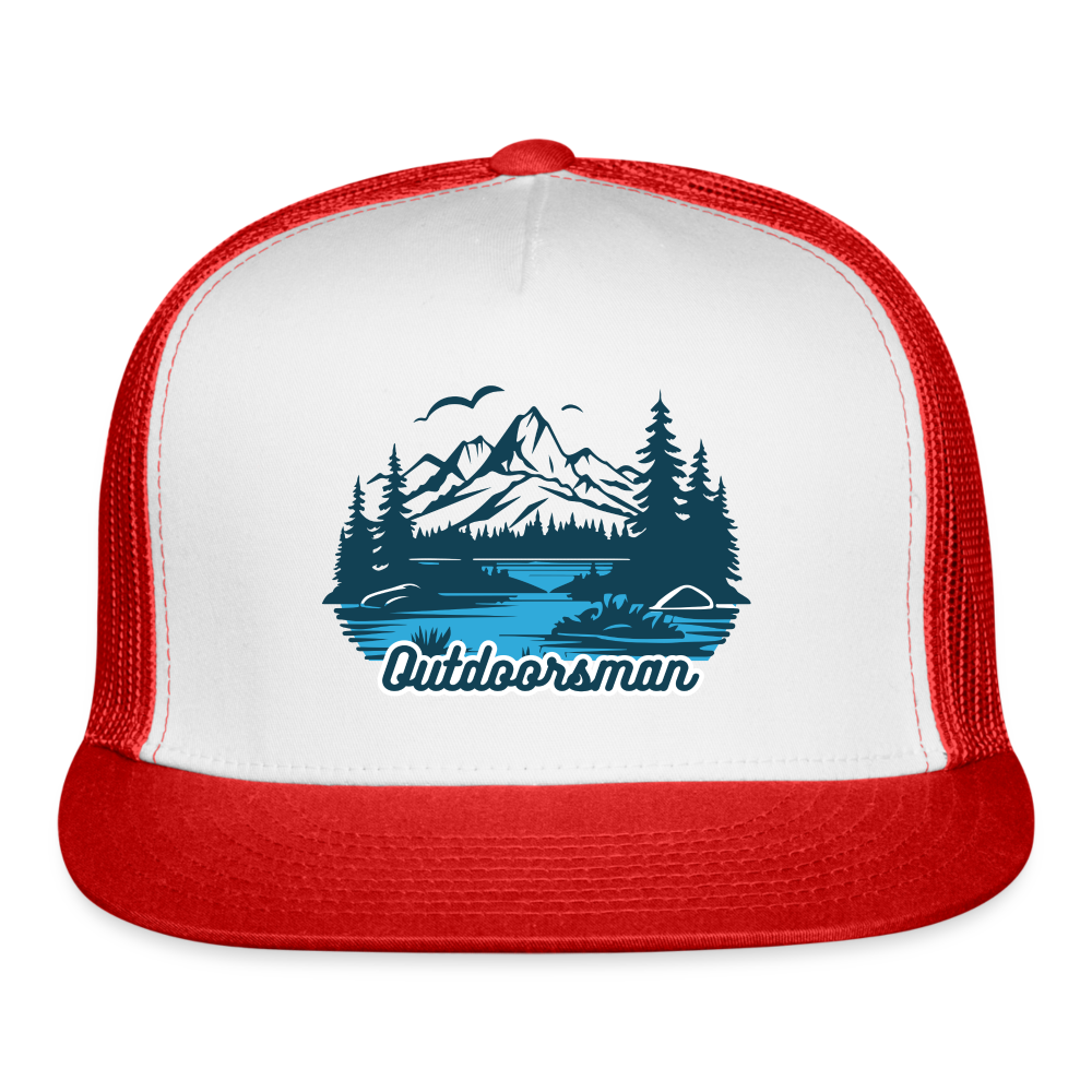 Trucker Cap Outdoors hat outdoorsman - white/red