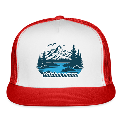 Trucker Cap Outdoors hat outdoorsman - white/red