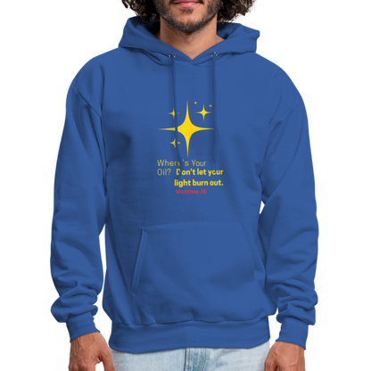 Men's Hoodie wheres your oil - royal blue