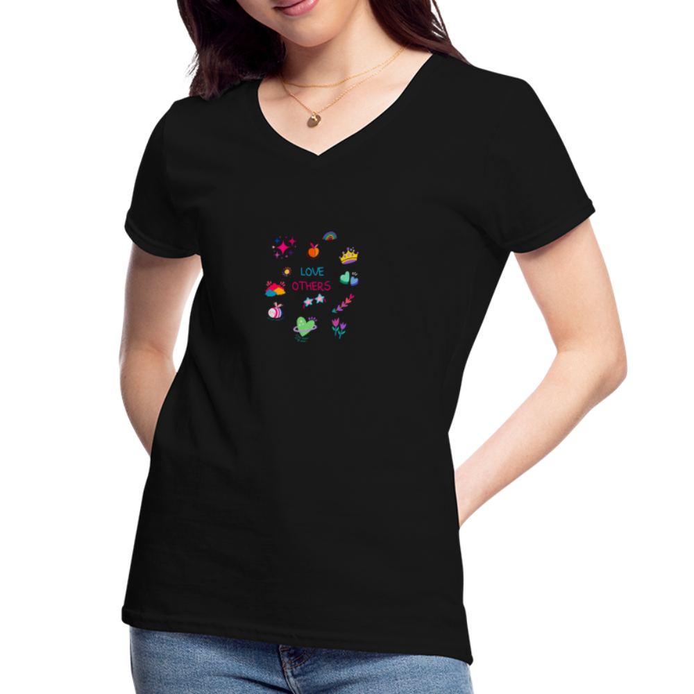 Women's V-Neck T-Shirt love others - black