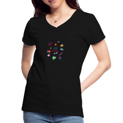 Women's V-Neck T-Shirt love others - black