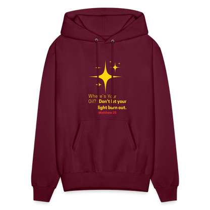 Men's Hoodie wheres your oil - burgundy