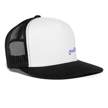 Trucker Cap believe hat casual, street, fishing, hunting hat - white/black