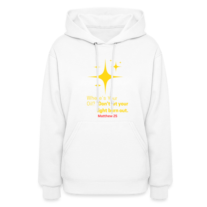 Women's Hoodie wheres your oil - white