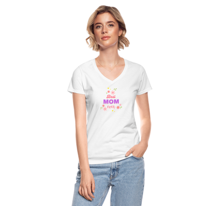 Women's V-Neck T-Shirt best mom ever - white