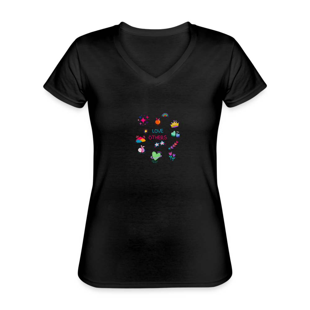 Women's V-Neck T-Shirt love others - black