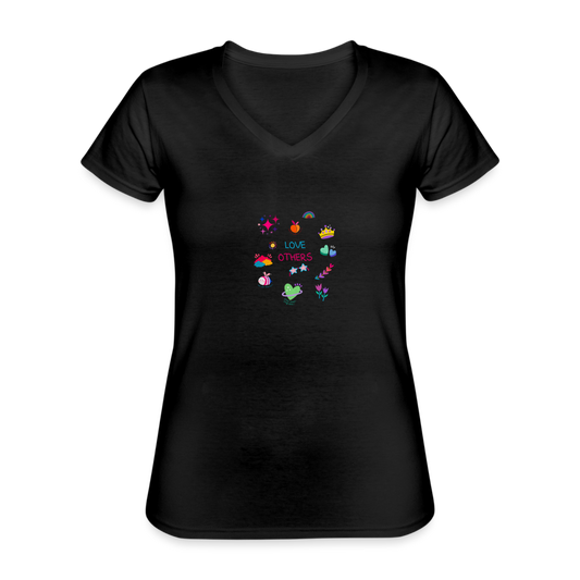 Women's V-Neck T-Shirt love others - black