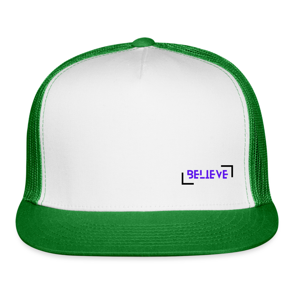 Trucker Cap casual, street, fishing, hunting hat - white/kelly green