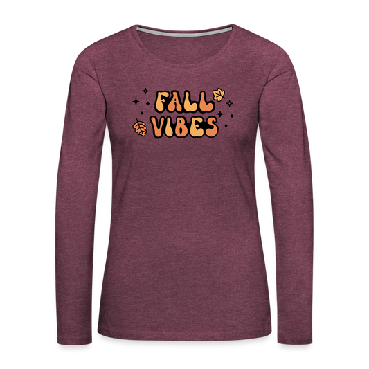 Women's Premium Long Sleeve T-Shirt fall vibes - heather burgundy