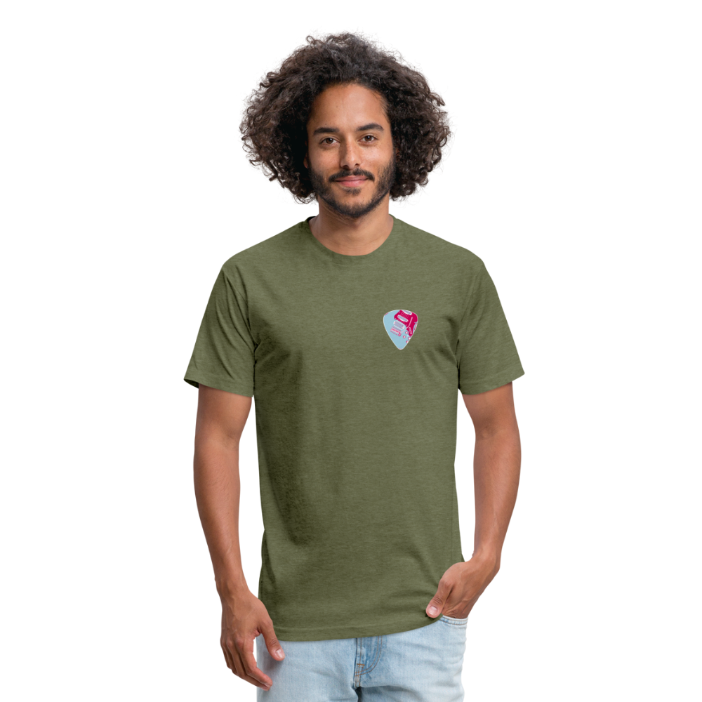 Fitted Cotton/Poly T-Shirt by Next Level guitar pick music shirt - heather military green