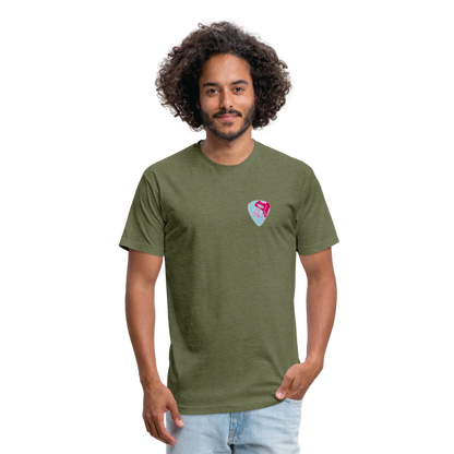 Fitted Cotton/Poly T-Shirt by Next Level guitar pick music shirt - heather military green