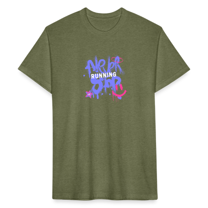 Fitted Cotton/Poly T-Shirt by Next Level never stop running - heather military green