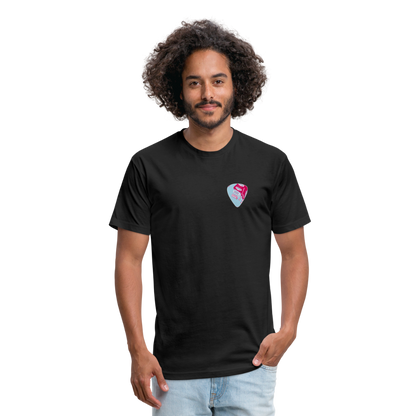 Fitted Cotton/Poly T-Shirt by Next Level guitar pick music shirt - black