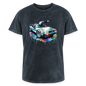 Men's Mineral Wash T-shirt Delorean car retro custom shirt - mineral navy