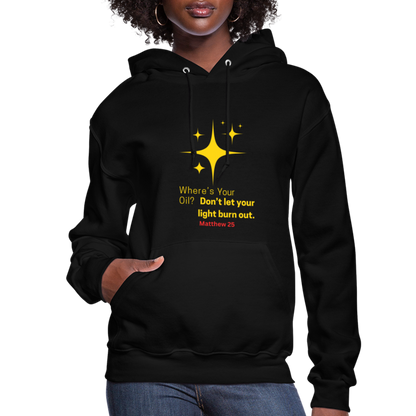 Women's Hoodie wheres your oil - black