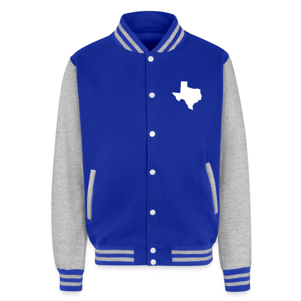 Just Hoods Heavyweight Letterman Jacket - royal/heather grey