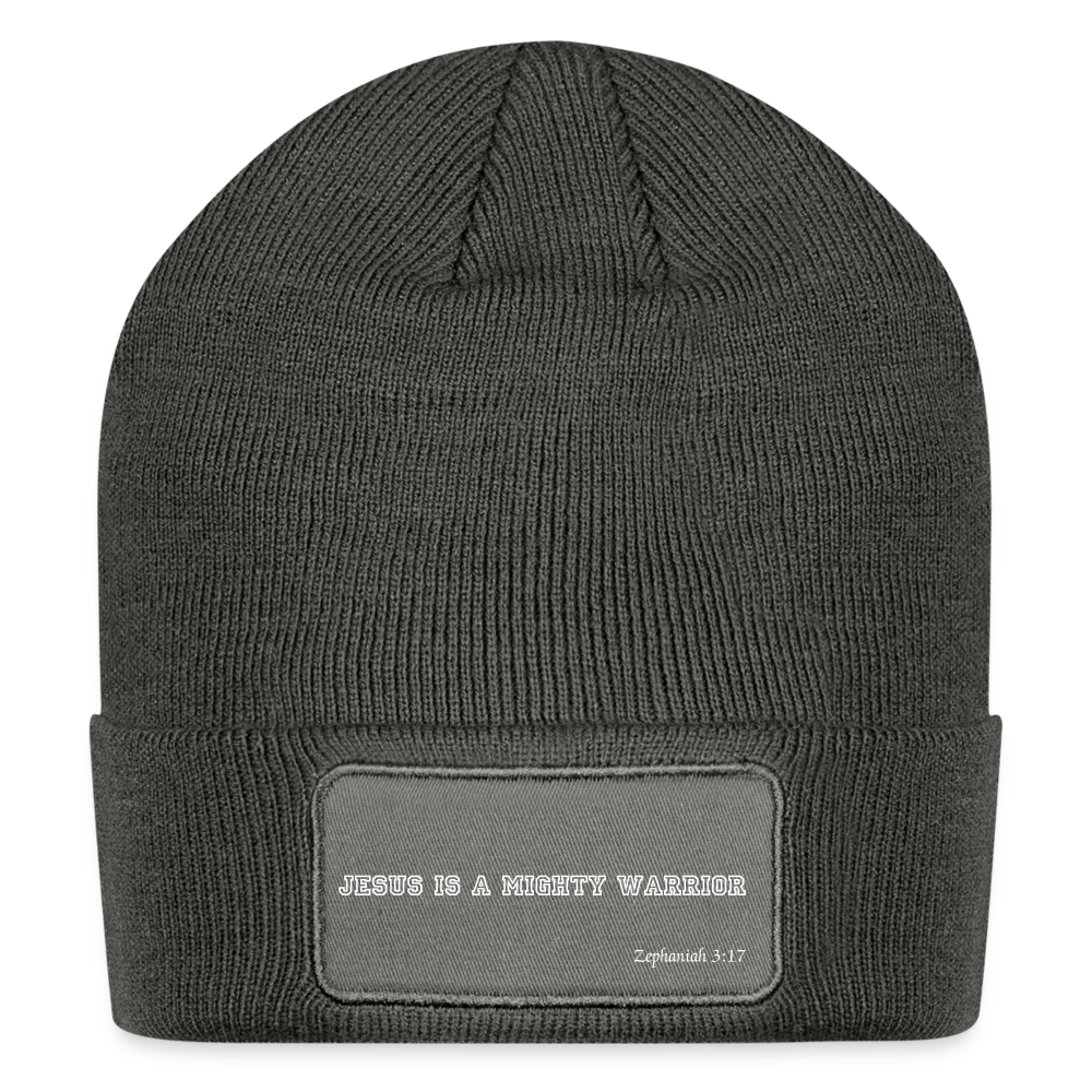 Patch Beanie - charcoal grey