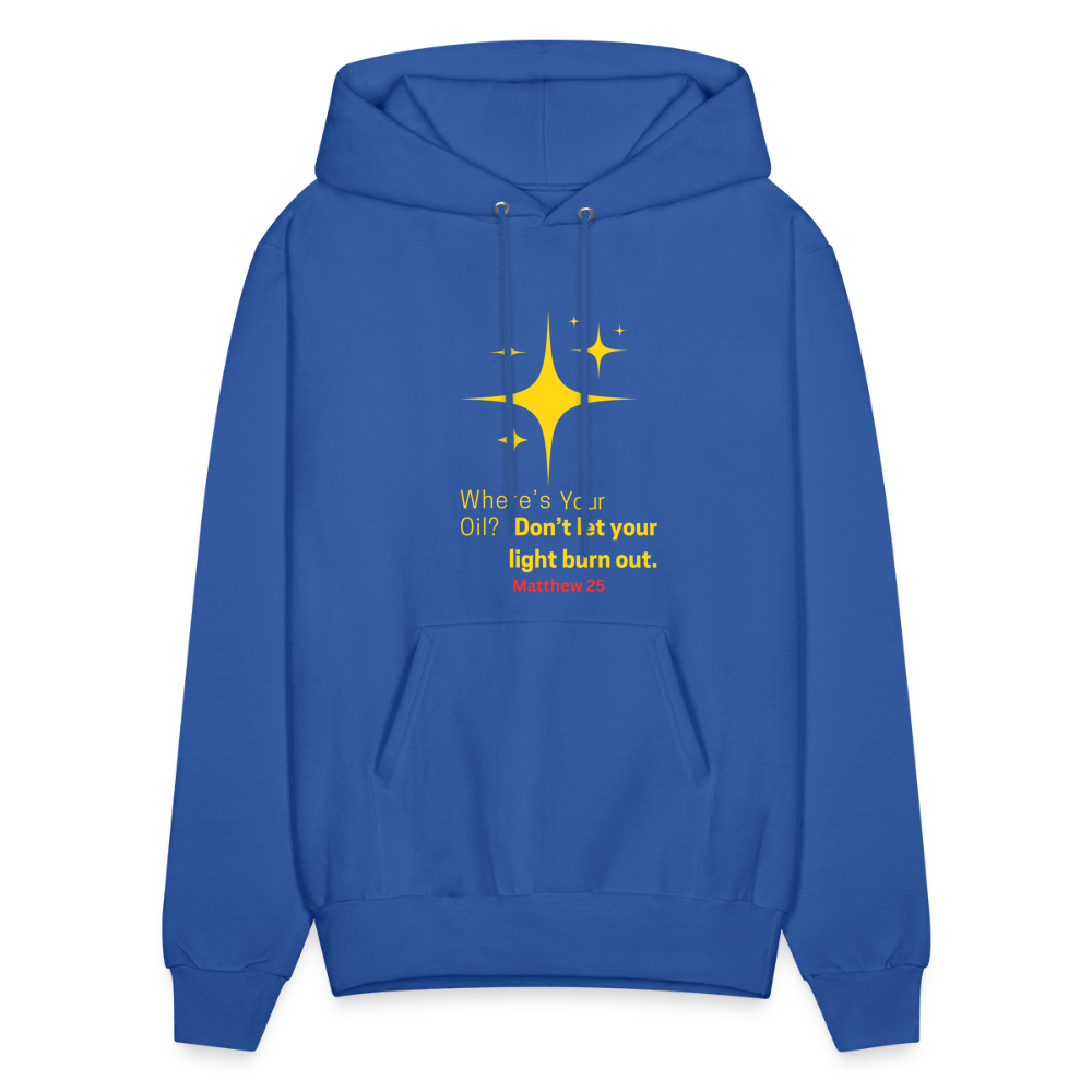 Men's Hoodie wheres your oil - royal blue