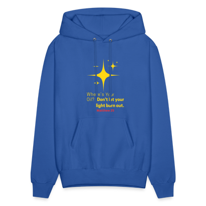 Men's Hoodie wheres your oil - royal blue