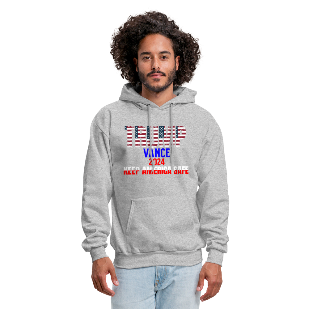 Men's Hoodie Trump Vance Hoodie Keep America Safe - heather gray