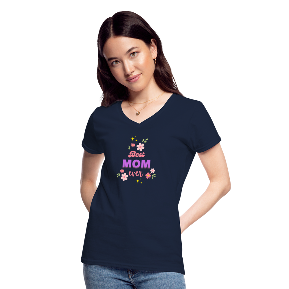 Women's V-Neck T-Shirt best mom ever - navy