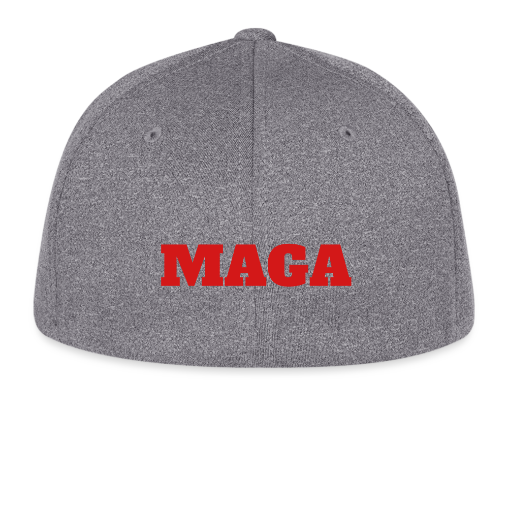 Flexfit Fitted Melange Baseball Cap Trump Hat Maga - light heather gray