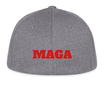 Flexfit Fitted Melange Baseball Cap Trump Hat Maga - light heather gray