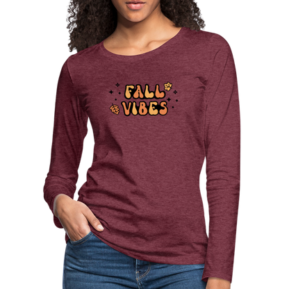 Women's Premium Long Sleeve T-Shirt fall vibes - heather burgundy