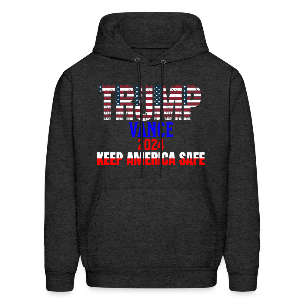 Men's Hoodie Trump Vance Hoodie Keep America Safe - charcoal grey