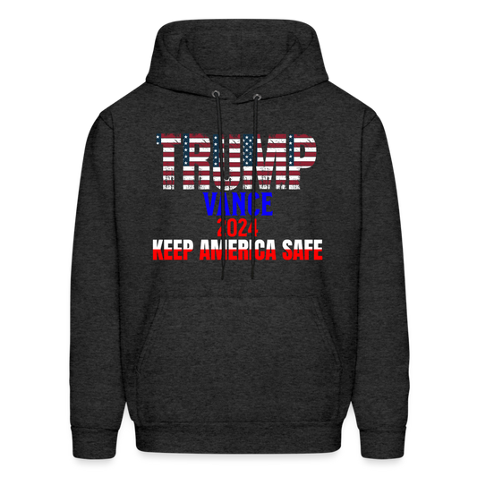 Men's Hoodie Trump Vance Hoodie Keep America Safe - charcoal grey