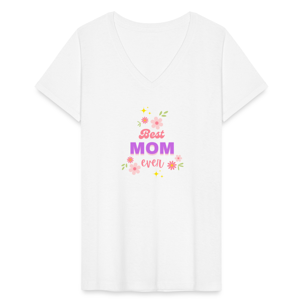 Women's V-Neck T-Shirt best mom ever - white