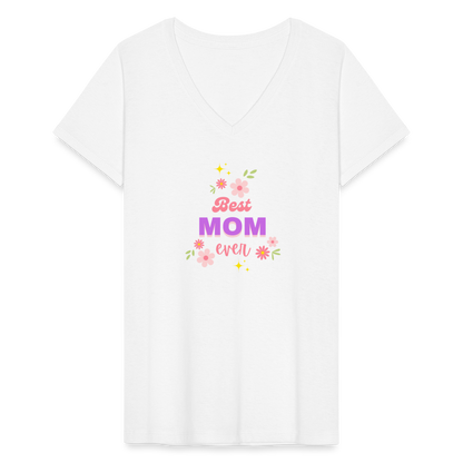 Women's V-Neck T-Shirt best mom ever - white