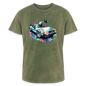 Men's Mineral Wash T-shirt Delorean car retro custom shirt - mineral green