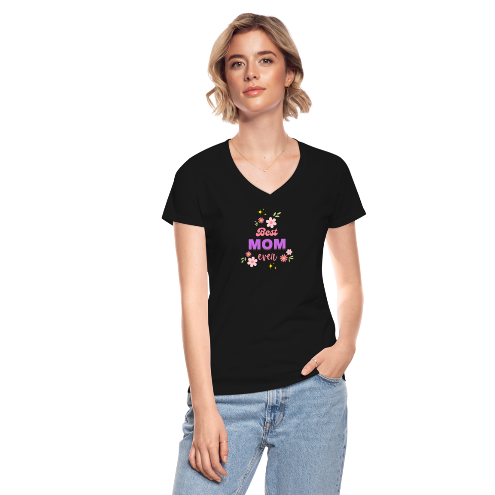 Women's V-Neck T-Shirt best mom ever - black