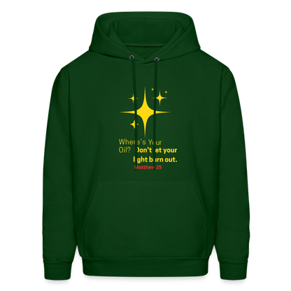 Men's Hoodie wheres your oil - forest green