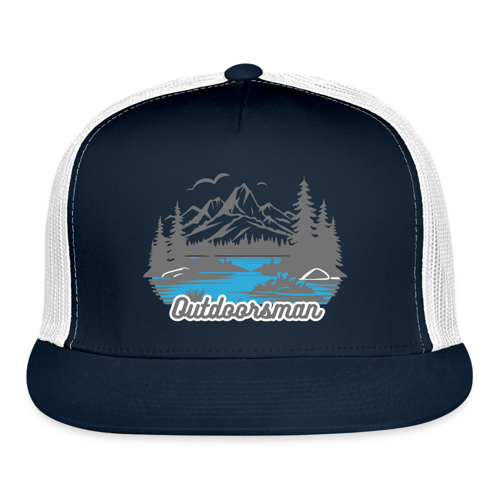 Trucker Cap  outdoors hat outdoorsman - navy/white