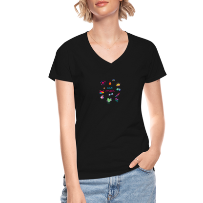 Women's V-Neck T-Shirt love others - black