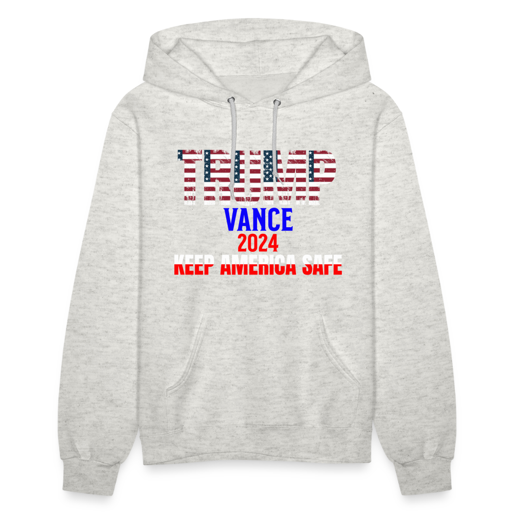 Women's Hoodie Trump Vance Hoodies Keep America safe - heather oatmeal