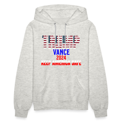 Women's Hoodie Trump Vance Hoodies Keep America safe - heather oatmeal