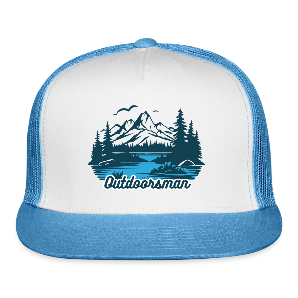 Trucker Cap Outdoors hat outdoorsman - white/blue