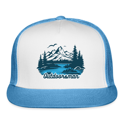 Trucker Cap Outdoors hat outdoorsman - white/blue