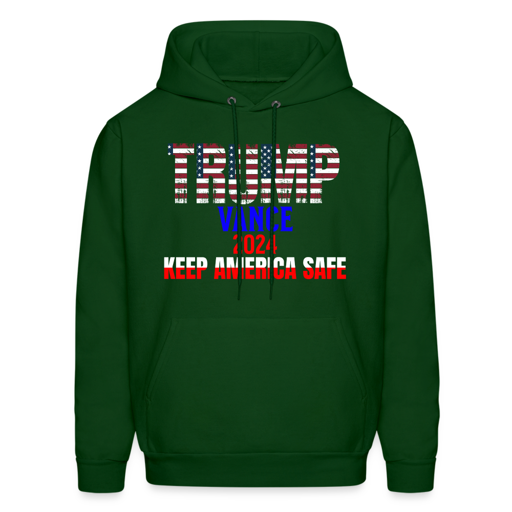 Men's Hoodie Trump Vance Hoodie Keep America Safe - forest green