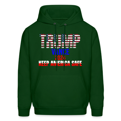 Men's Hoodie Trump Vance Hoodie Keep America Safe - forest green