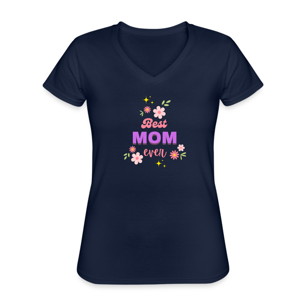 Women's V-Neck T-Shirt best mom ever - navy