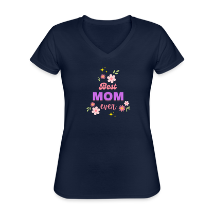 Women's V-Neck T-Shirt best mom ever - navy