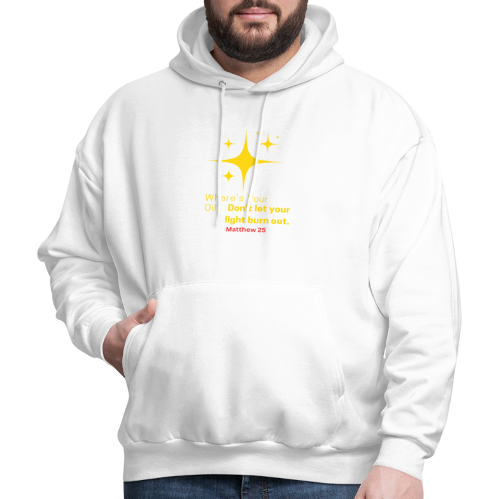 Men's Hoodie wheres your oil - white