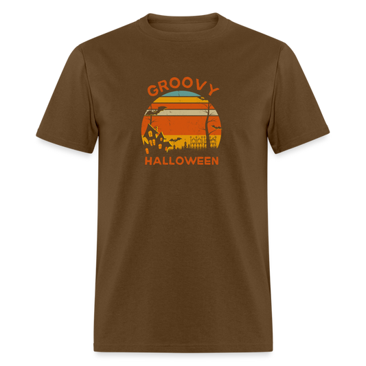 Unisex Classic T-Shirt retro groovy halloween shirt - brown