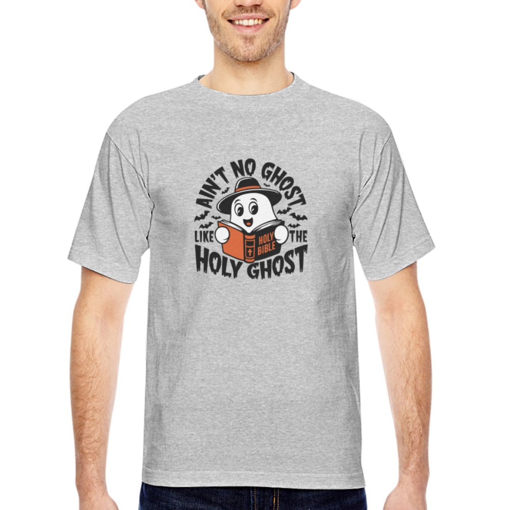 Bayside Unisex Heavyweight USA Made T-Shirt Holy Ghost shirt - heather gray